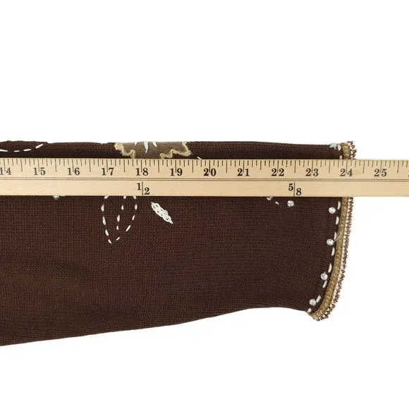 Sweater Sweater Embroidered Beaded Cowl Neck Cardigan Womens Size XL Brown NEW